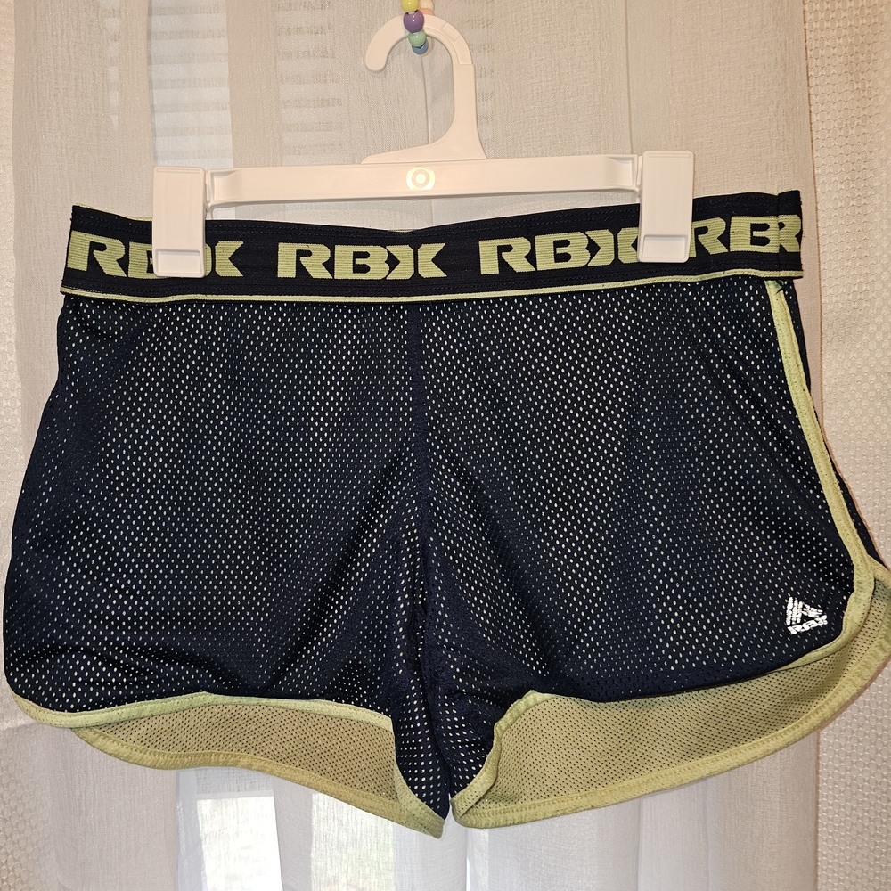 Reebok Navy Blue and Lime Athletic Mesh Shorts